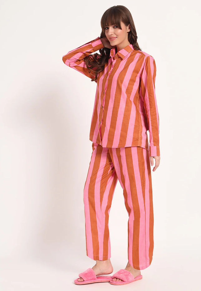 Pink & Bronze Cotton Co-Ord Set