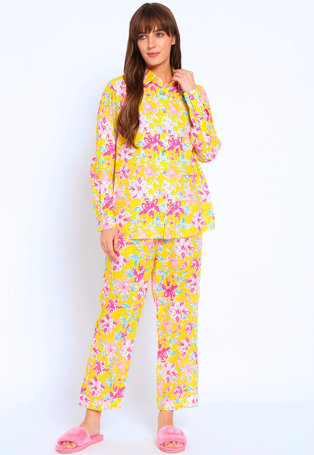 Yellow multi Print 100% Cotton Co-Ord set.