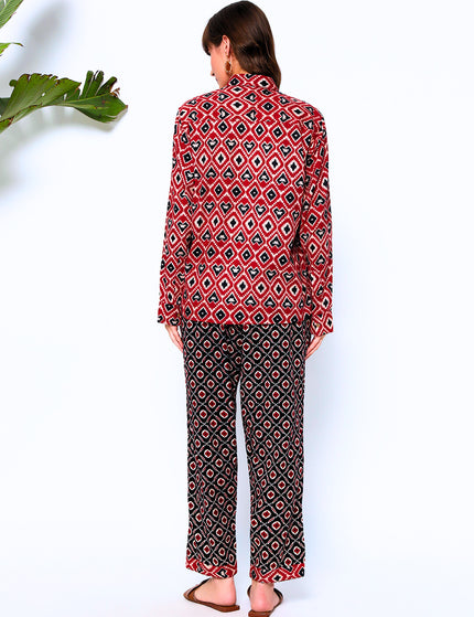 Multi Brown Black Print Shirt Trouser Set