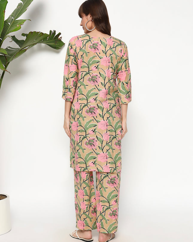 Pastel Kurti Plazo Set