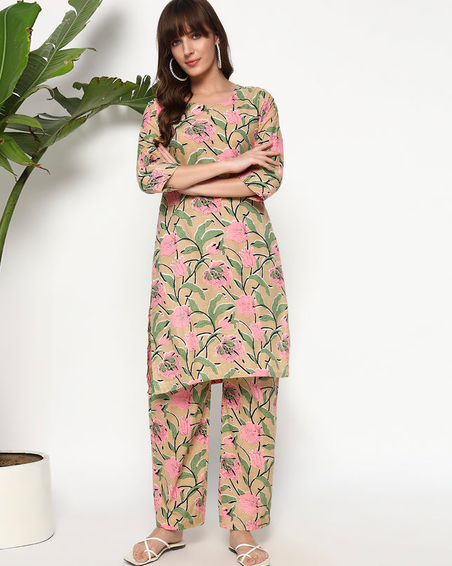 Pastel Kurti Plazo Set