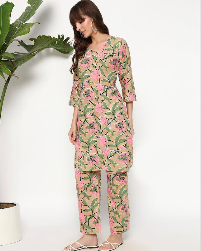 Pastel Kurti Plazo Set