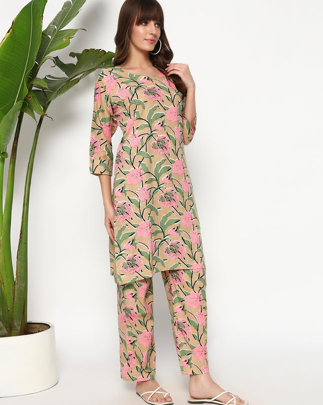 Pastel Kurti Plazo Set