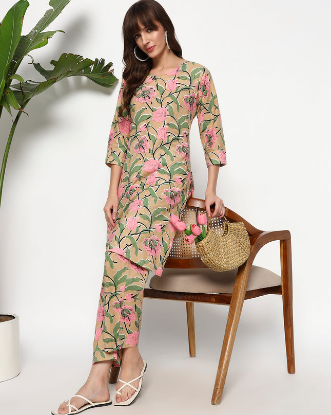 Pastel Kurti Plazo Set