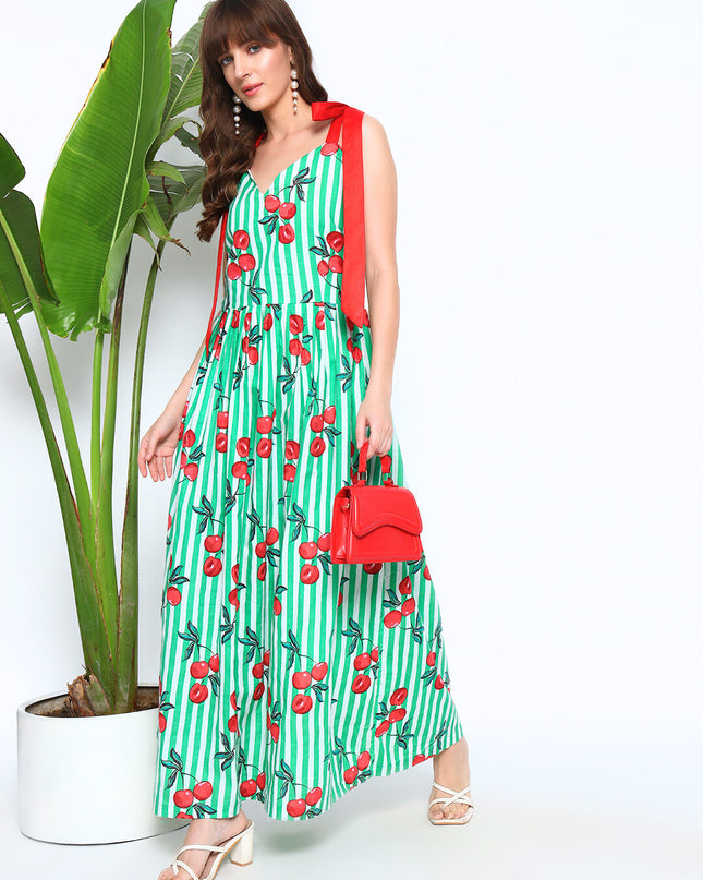 Fruit Nut Green Dress