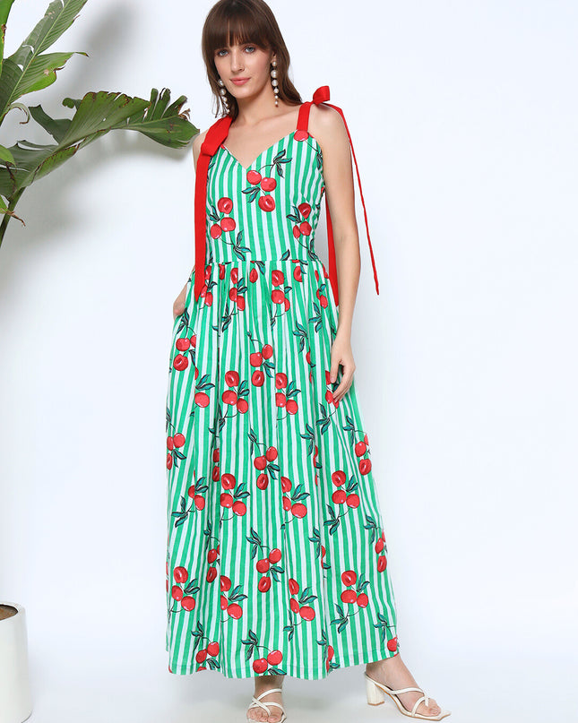 Fruit Nut Green Dress