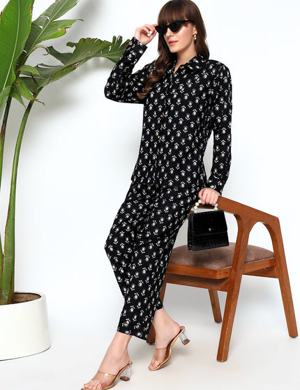 Black Buti Shirt Trouser Set
