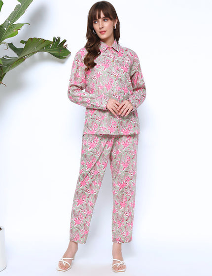 Floating Flower Shirt Trouser Set
