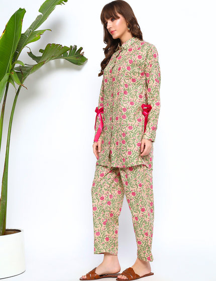 Sober Floral Beige Coord Set