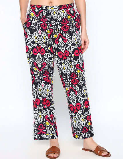 Black Magenta Multi Print Shirt Trouser Set