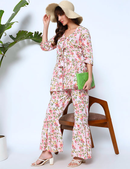 Classic Sober Peplum Top With Gather Trouser