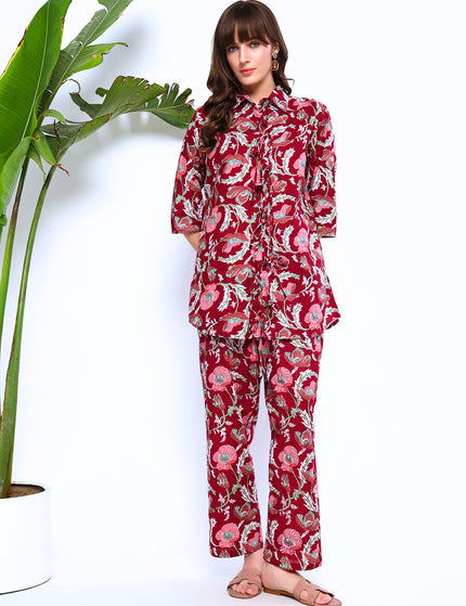 Maroon Jungle Coord Set