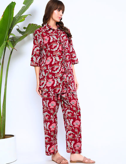 Maroon Jungle Coord Set