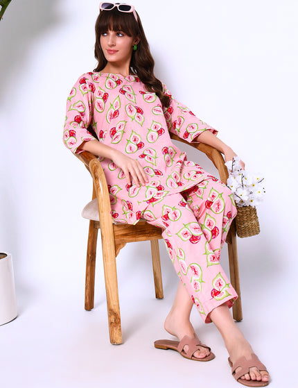 Pink Fig Kurti Plazo Set