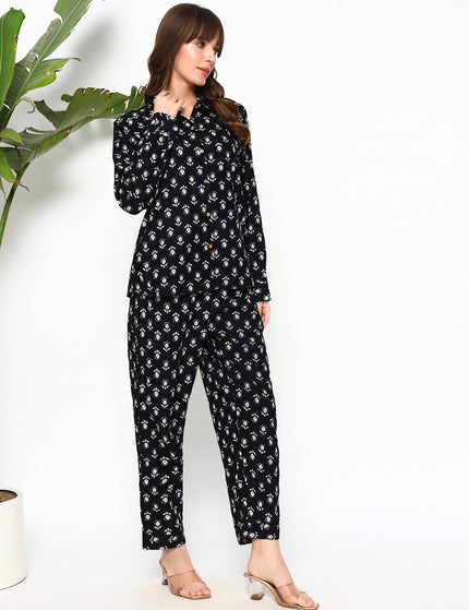 Black Buti Shirt Trouser Set