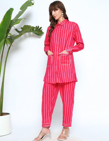 Hot Like Rose-Long Shirt Plazo Set