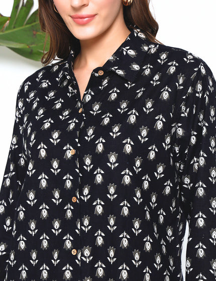 Black Buti Shirt Trouser Set