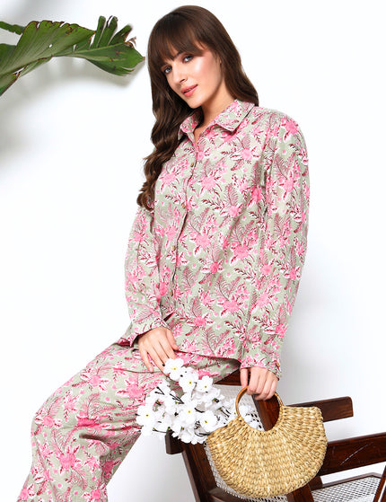 Floating Flower Shirt Trouser Set