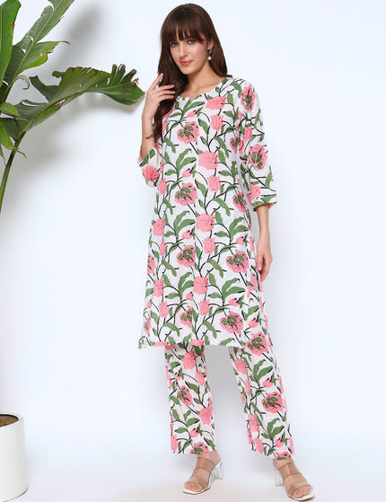 Heavenly Flower Print Kurti Plazo Set