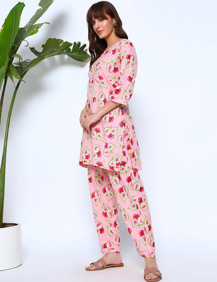 Pink Fig Kurti Plazo Set