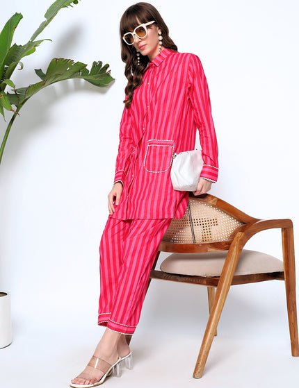 Hot Like Rose-Long Shirt Plazo Set