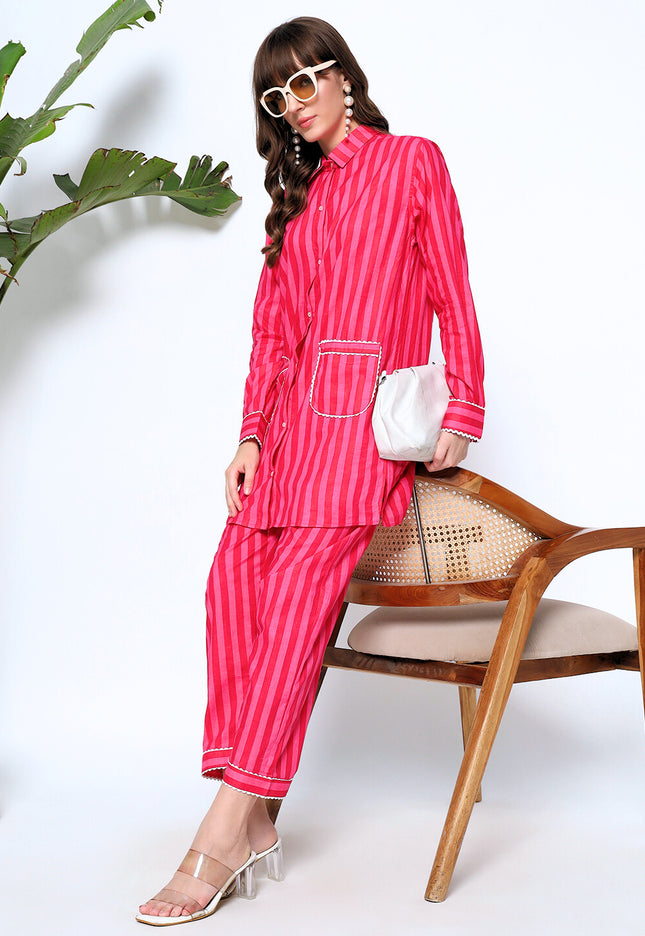 Hot Like Rose-Long Shirt Plazo Set