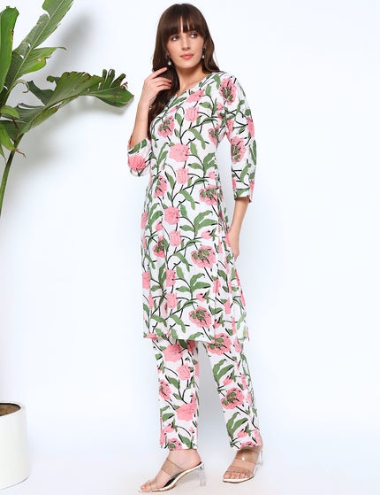 Heavenly Flower Print Kurti Plazo Set
