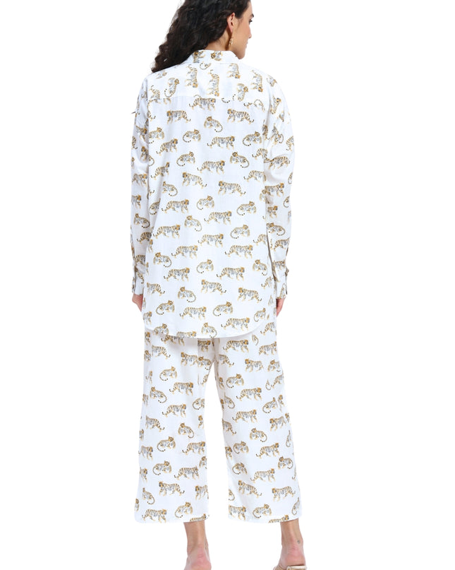 White Tiger Print Coord Set