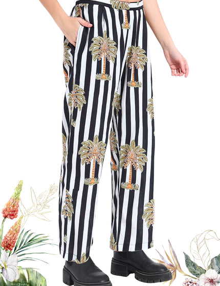 White & Black Palm Cotton Co-Ord Set