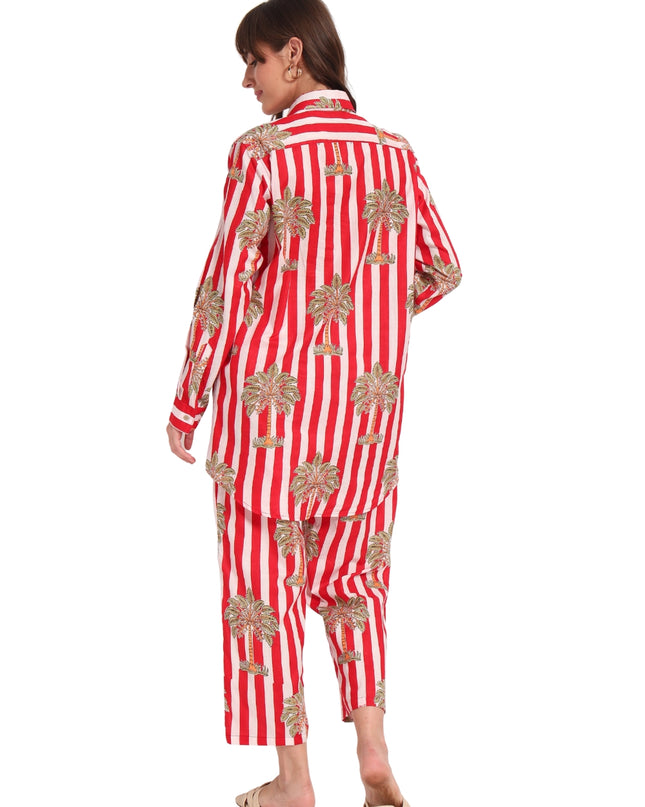 Red & White Palm Cotton Co-Ord Set
