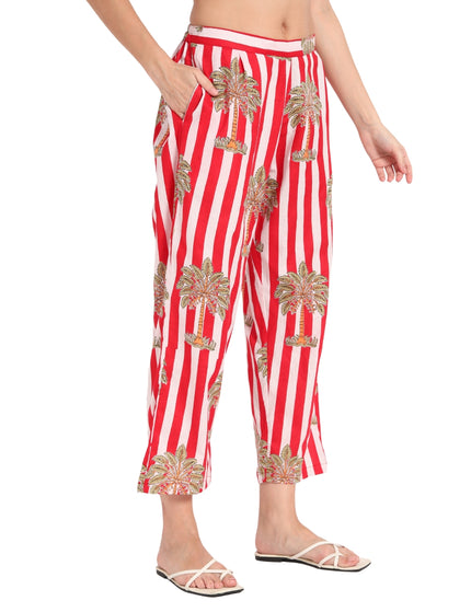 Red & White Palm Cotton Co-Ord Set