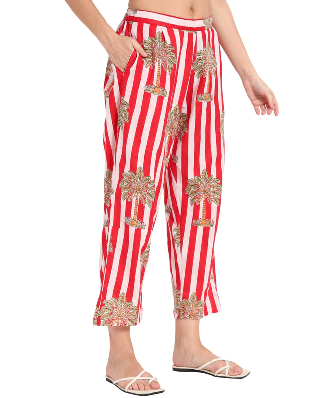Red & White Palm Cotton Co-Ord Set