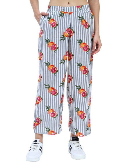 Grey White Stripe Orange Print Coord Set