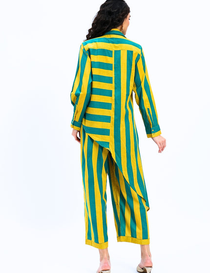 Green Yellow Stripes two piece Coord Set