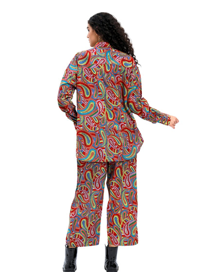 Red Multi Print Shirt pant Set