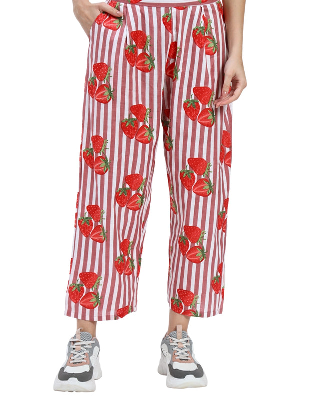 Rustic Red White Stripe with Red Strawberry Coord Set