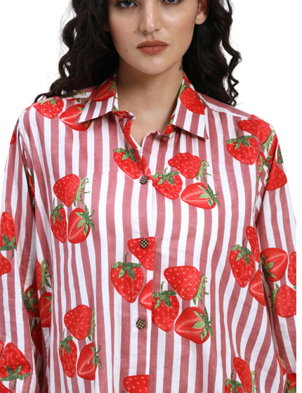 Rustic Red White Stripe with Red Strawberry Coord Set