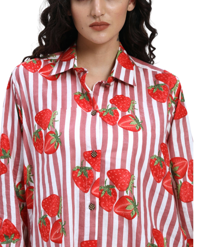 Rustic Red White Stripe with Red Strawberry Coord Set