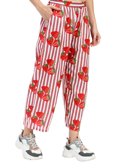 Rustic Red White Stripe with Red Strawberry Coord Set