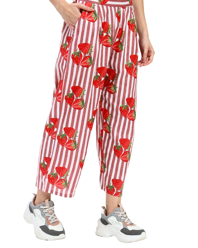 Rustic Red White Stripe with Red Strawberry Coord Set