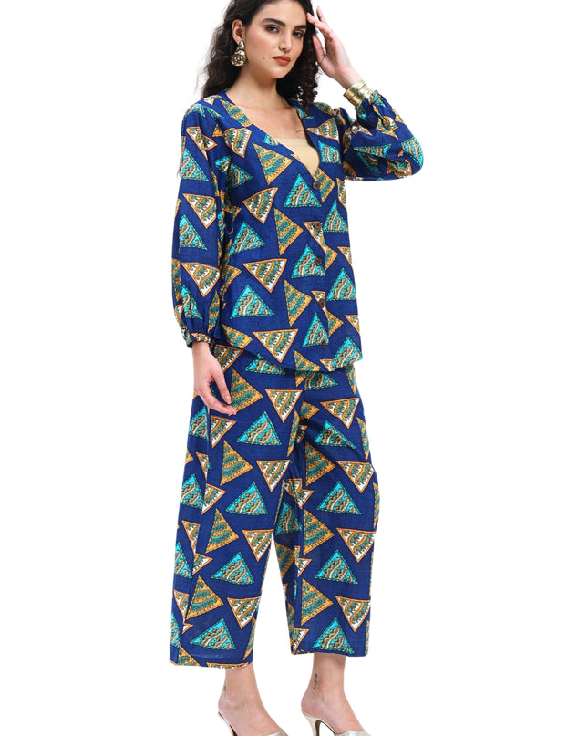 Navy Blue Printed Coord Set