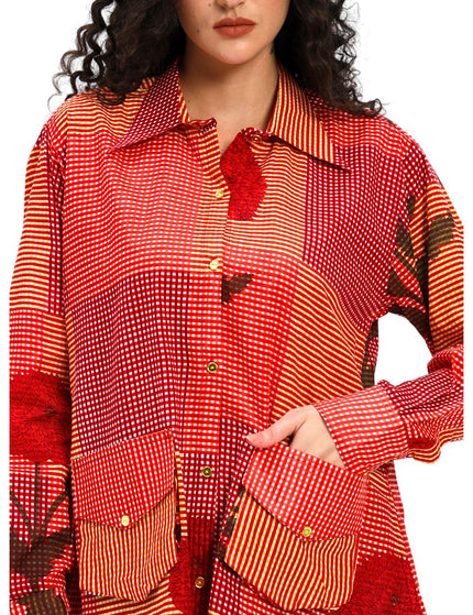 Red Floral Checks Shirt