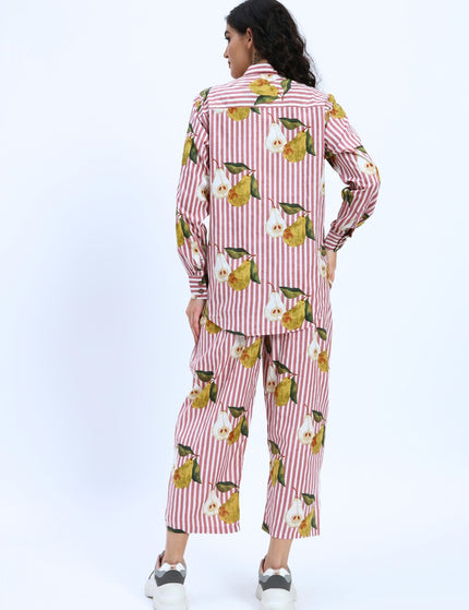Pear on Puce Pink Stripe Shirt Pant Set