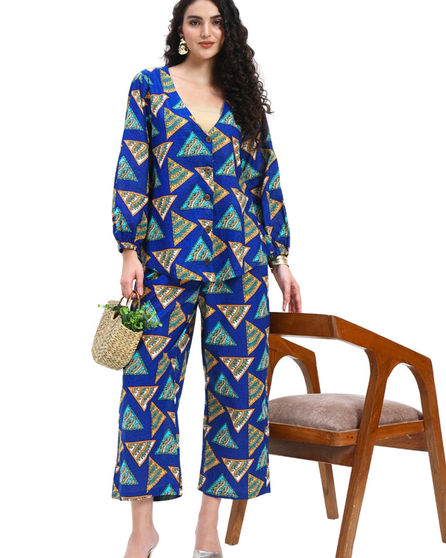 Navy Blue Printed Coord Set