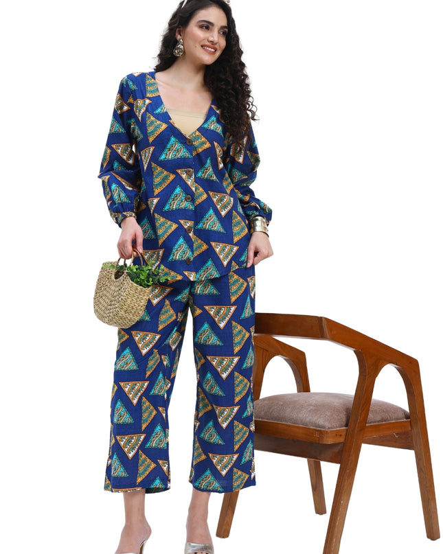 Navy Blue Printed Coord Set