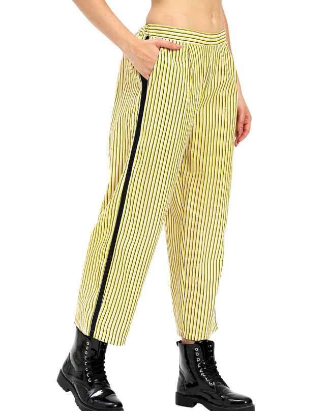 Lemon Yellow Stripe Print Two piece set