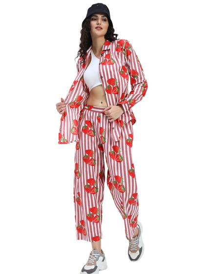 Rustic Red White Stripe with Red Strawberry Coord Set