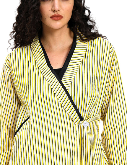 Lemon Yellow Stripe Print Two piece set