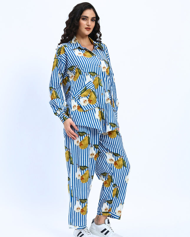 Blue Stripe Pear Coord Set