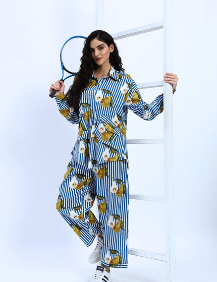 Blue Stripe Pear Coord Set